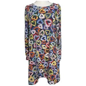 Love Moschino Neon Hearts Cotton Long Sleeves Tee Shirt Dress Size 6